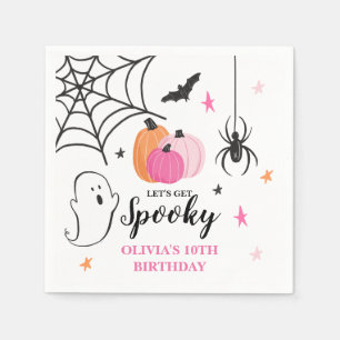 Halloween Spooky Birthday Pink Pumpkins Napkins Serviette