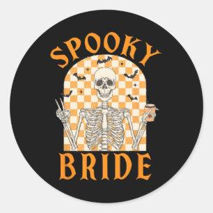 Halloween Spooky Bride Bridesmaid Skeleton Runder Aufkleber