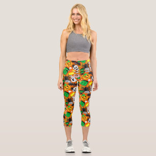 Halloween Spooky Candies Party Capri Leggings