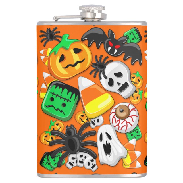 Halloween Spooky Candies Party Flachmann (Vorderseite)