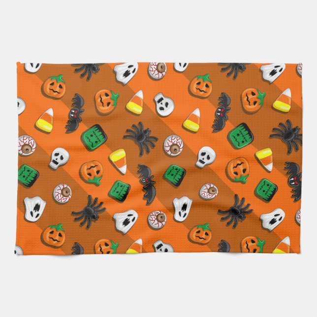 Halloween Spooky Candies Party Geschirrtuch (Horizontal)