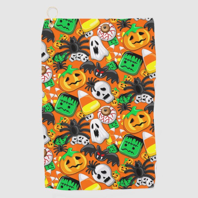 Halloween Spooky Candies Party Golfhandtuch (Vorderseite)