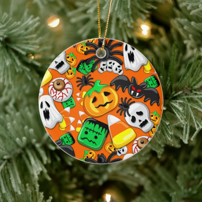 Halloween Spooky Candies Party Keramik Ornament (Baum)