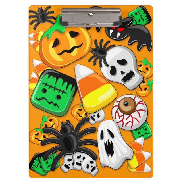 Halloween Spooky Candies Party Klemmbrett (Vorderseite)