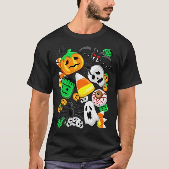 Halloween Spooky Candies Party T-Shirt (Vorderseite)