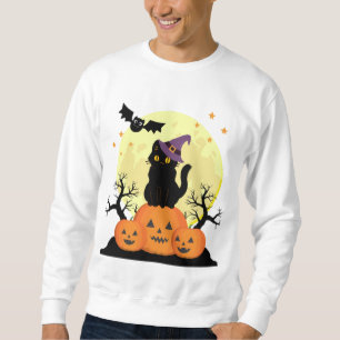 Halloween Spooky Cat Hexe Jack-o-Laternen Männer Sweatshirt