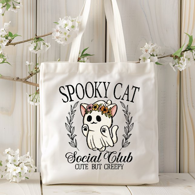 Halloween Spooky Cat Social Club Funny Tragetasche (Von Creator hochgeladen)