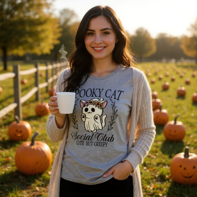 Halloween Spooky Cat Social Club Funny Tri-Blend Shirt (Von Creator hochgeladen)