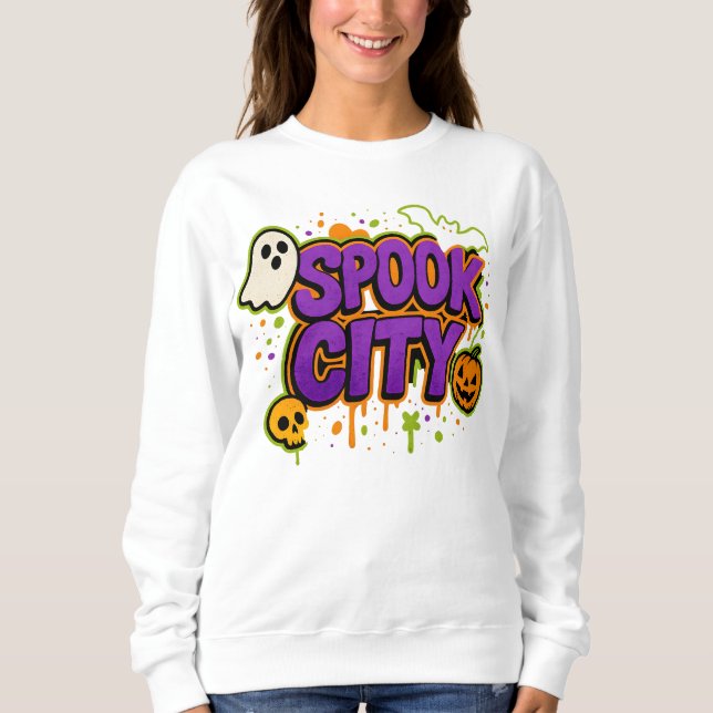 Halloween Spooky City Graffiti Bekleidung Unisex Sweatshirt (Vorderseite)