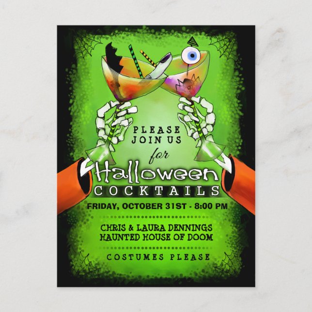 Halloween Spooky Cocktails Postcard Einladung (Vorderseite)
