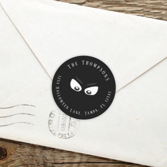 Halloween Spooky Creepy Ghost-Rücksendeadresse Runder Aufkleber (Von Creator hochgeladen)