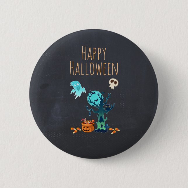 Halloween Spooky Creepy Ghosts Fledermäuse Skulls  Button (Vorderseite)