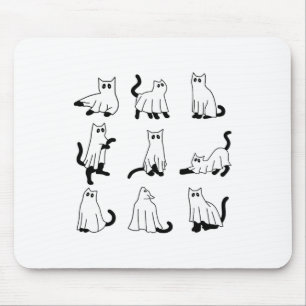 Halloween Spooky Cute Black Cats Kitty Ghosts Fall Mousepad