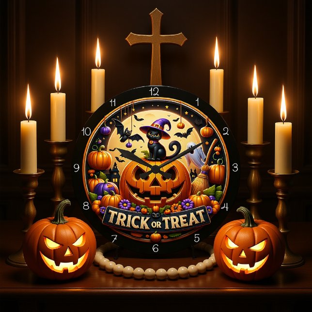 Halloween Spooky Cute Clock Große Wanduhr (Von Creator hochgeladen)