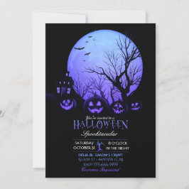 Halloween Spooky Dark Full Moon Kürbislaterne Einladung