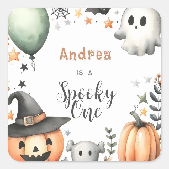 Halloween Spooky erster Quadratischer Aufkleber (Vorderseite)