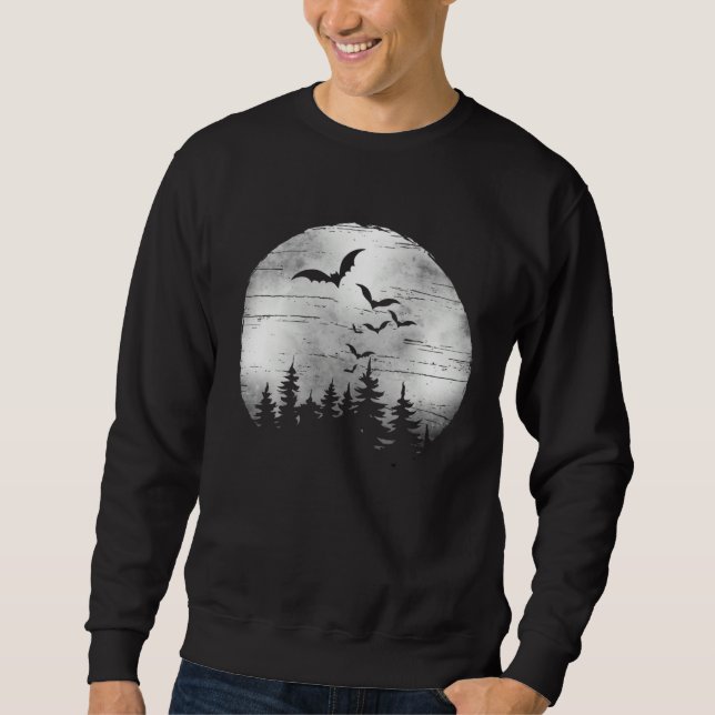 Halloween Spooky Full Moon The Woods & Bats Sweatshirt (Vorderseite)