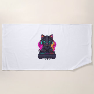 Halloween Spooky Gamer Cat Strandtuch