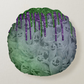 Halloween Spooky Geister mit Tropfen Rundes Kissen