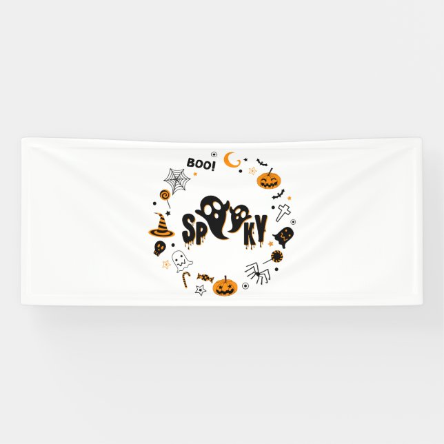 Halloween Spooky Ghost 2.5x6 Vinyl Banner (Horizontal)