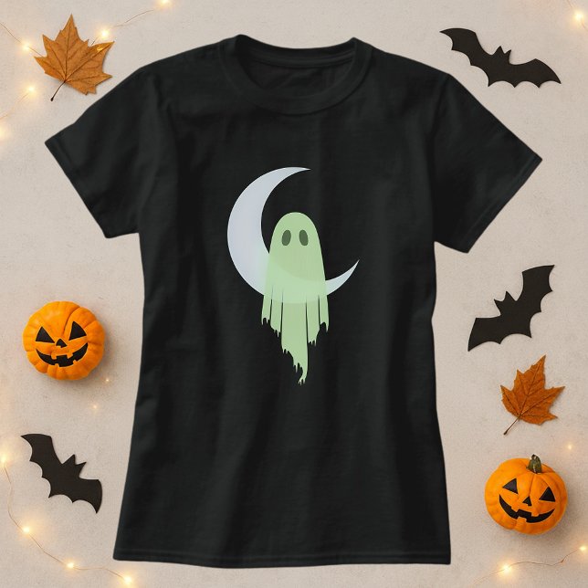 Halloween Spooky Ghost Drilling Moon T-Shirt (Von Creator hochgeladen)