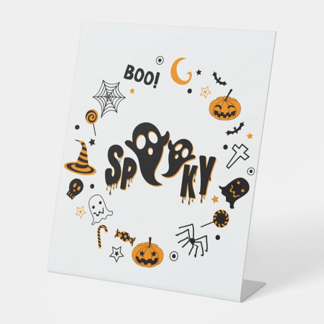 Halloween Spooky Ghost Pedestal-Zeichen Sockelschild (Vorderseite)