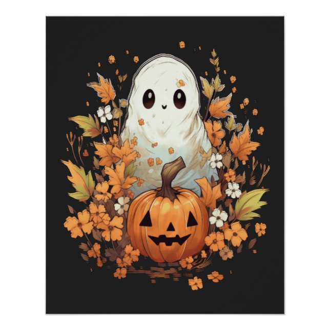Halloween Spooky Ghost Pumpkin Poster (Vorderseite)