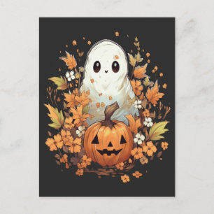 Halloween Spooky Ghost Pumpkin Postkarte
