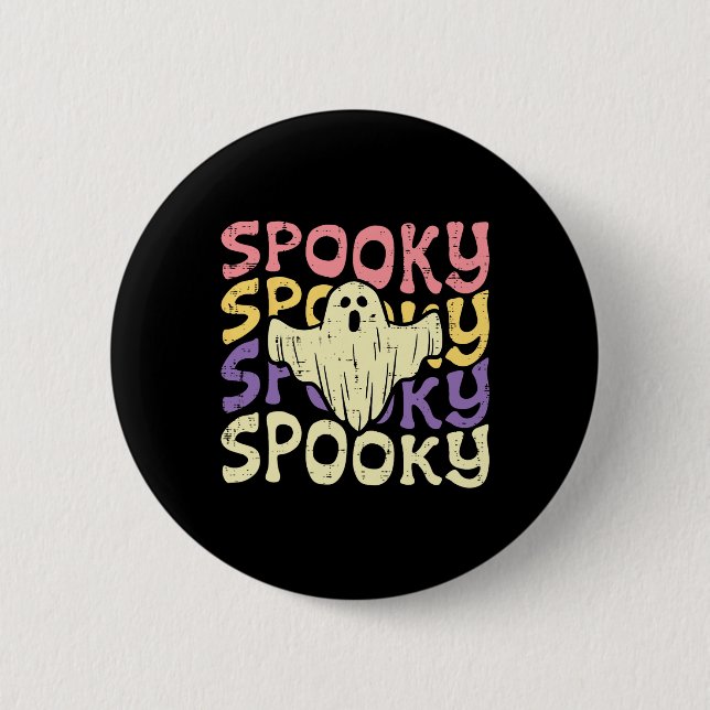 Halloween Spooky Ghost Retro Groovy Kostüme Frauen Button (Vorderseite)
