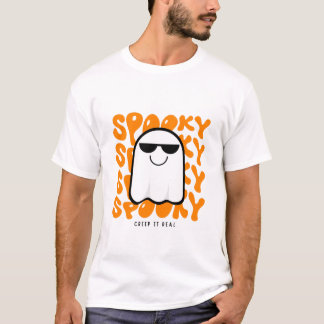 Halloween Spooky Ghost Unisex 100% Cotton T - Shir T-Shirt
