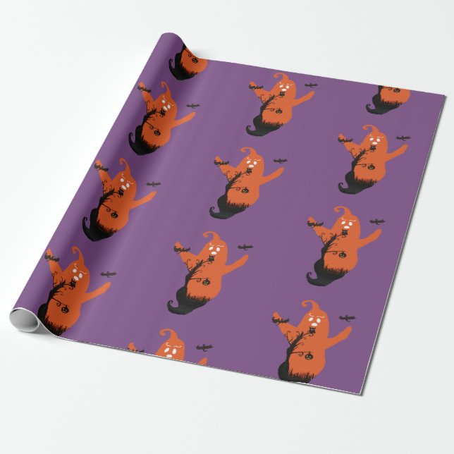 Halloween Spooky Ghost Wrapping Paper Geschenkpapier (Ungerollt)