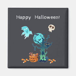 Halloween Spooky Ghosts Bats Skulls & Candy Magnet