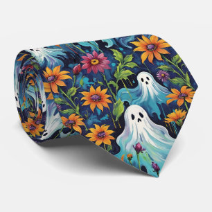 Halloween Spooky Ghosts und Blume Krawatte