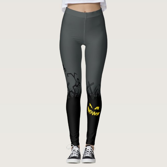 Halloween Spooky Graveyard Jack-O-Lantern Leggings (Vorderseite)