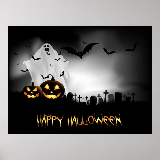 Halloween Spooky Graveyard Szene Poster (Vorne)
