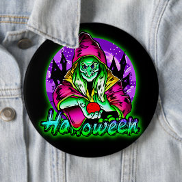 Halloween Spooky Green Hexe Magic Hat Apple Button