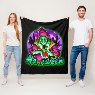 Halloween Spooky Green Hexe Magic Hat Apple Fleecedecke