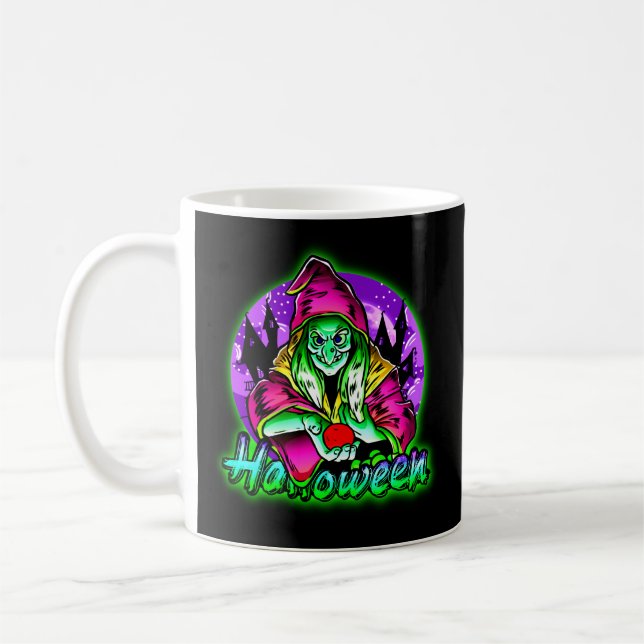 Halloween Spooky Green Hexe Magic Hat Apple Kaffeetasse (Links)
