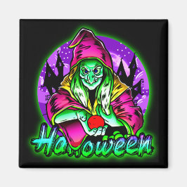 Halloween Spooky Green Hexe Magic Hat Apple Magnet