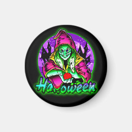 Halloween Spooky Green Hexe Magic Hat Apple Magnet