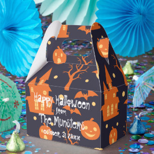 Halloween Spooky House Bats Trees Pumpkin Party Geschenkschachtel