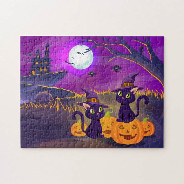 Halloween Spooky Kätzchen Jigsaw Puzzle (Horizontal)