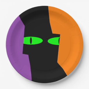 Halloween Spooky Kooky Black Cat Eyes Pappteller