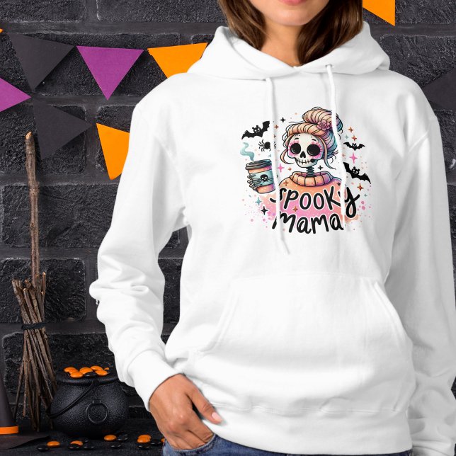 Halloween Spooky Mama Coffee Skeleton Chic Hoodie (Von Creator hochgeladen)