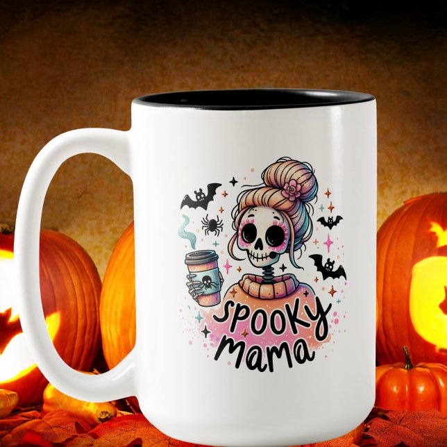 Halloween Spooky Mama Coffee Skelett Custom Zweifarbige Tasse (Von Creator hochgeladen)