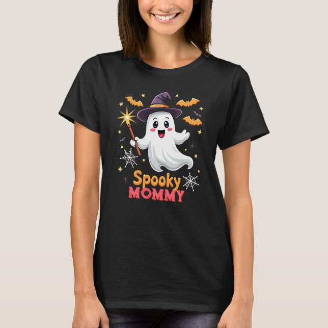 Halloween Spooky Mama Ghost Hexenhut individuell a T-Shirt (Vorderseite)