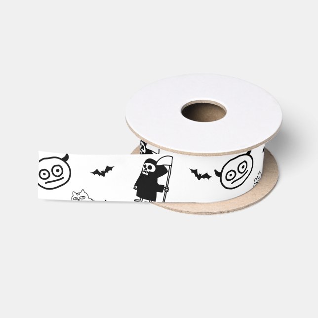 Halloween Spooky Niedlich Pattern Holiday Horror B Satinband (Spule)