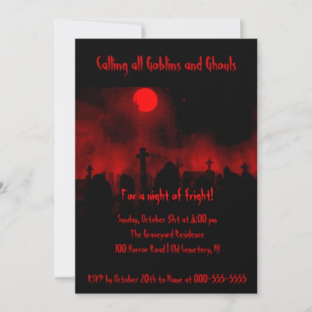 Halloween Spooky Night of Fright Party Invites Einladung (Vorderseite)
