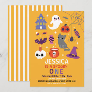 Halloween Spooky ONE 1. Geburtstag Party Einladung