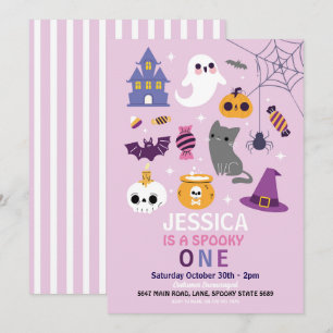 Halloween Spooky ONE 1. Geburtstags Party Girls Einladung